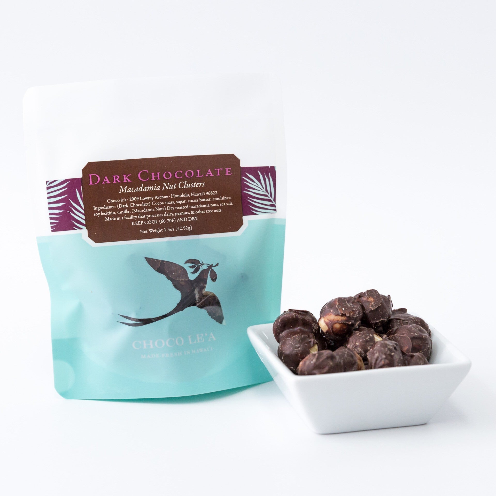 Dark Chocolate Macadamia Nut Clusters Choco le`a