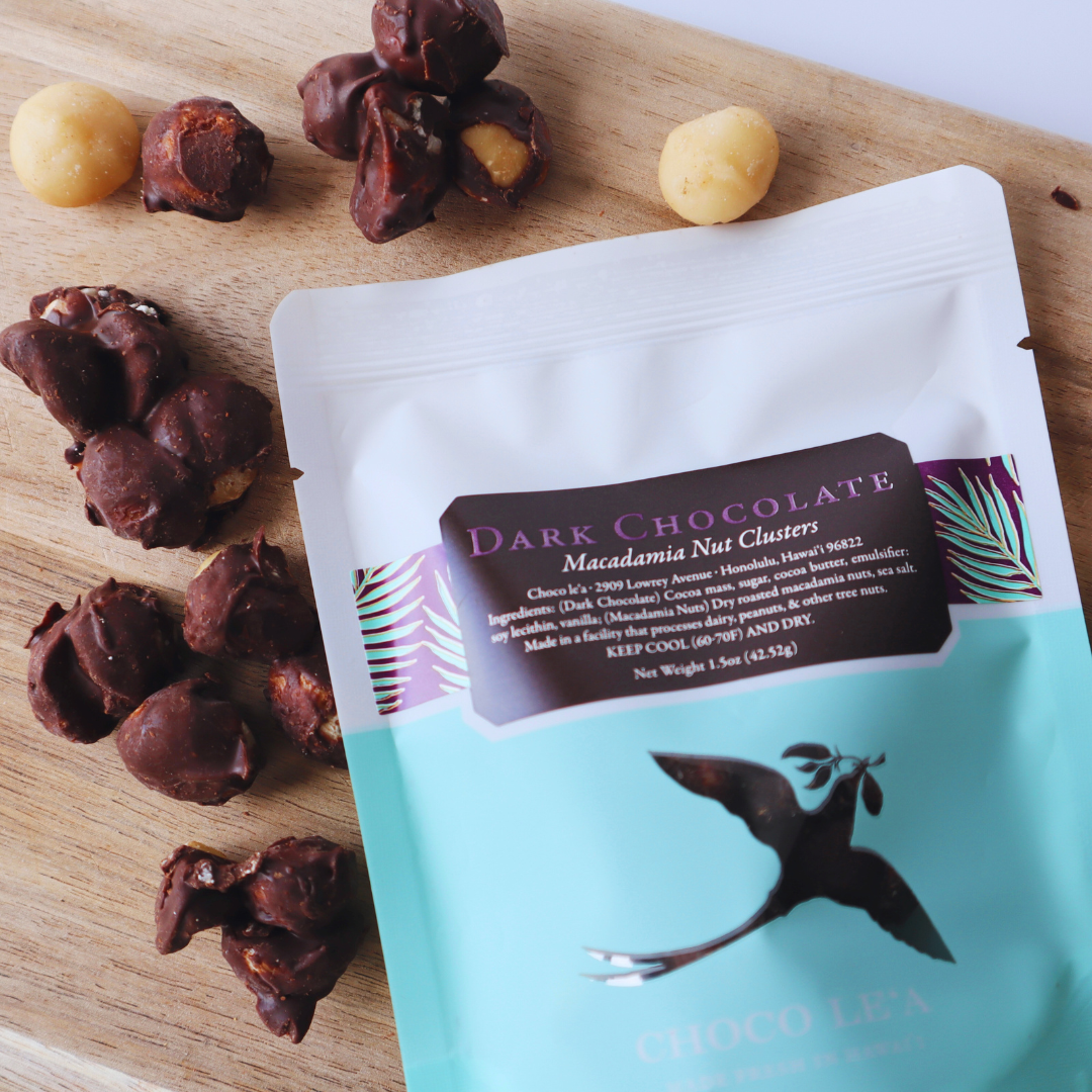 Dark Chocolate Macadamia Nut Clusters Choco le`a