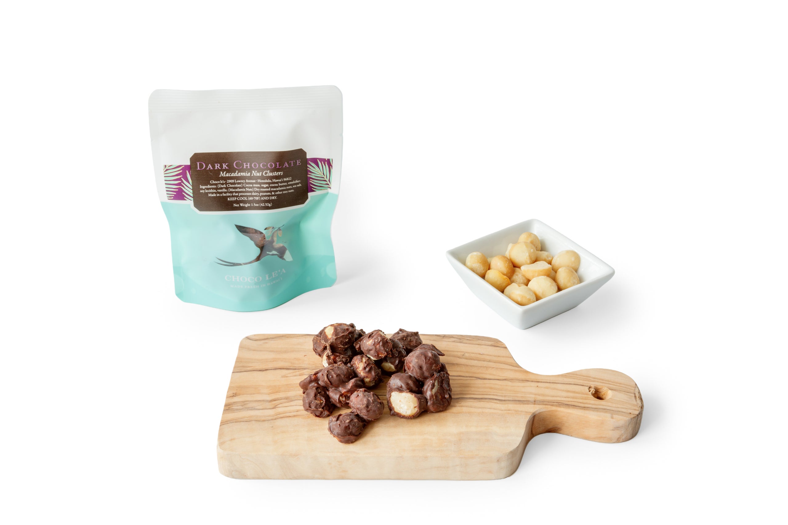 Dark Chocolate Macadamia Nut Clusters Choco le`a